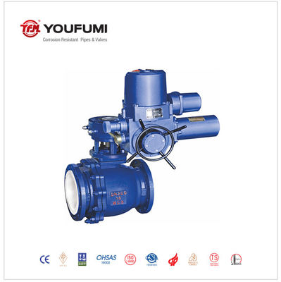 Side Entry Full Lined PFA Lined Ball Valve Pneumatic Power Normal Temperature