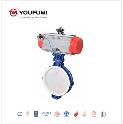 PTFE Lined Industrial Butterfly Valves 150LBS PN16 Petrochemical Use
