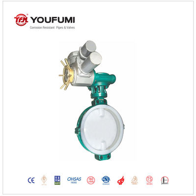 Electric CF8 PTFE Lined Butterfly Valve Flanged Style Fluorine Chemical use
