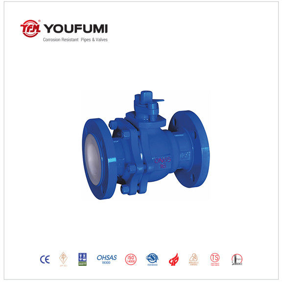 PTEF/FEP/PP/PFA Lined 2.5Inch 150# Bare Shaft Square Mounting Pad Ball Valve for Chemical Medium