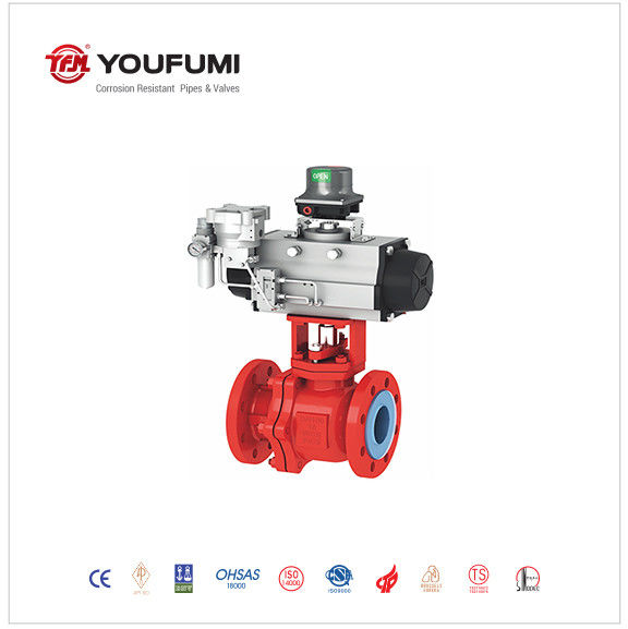 High Performance PFA Lined Ball Valve 6 Inch 200psi Pressure For Power Plant