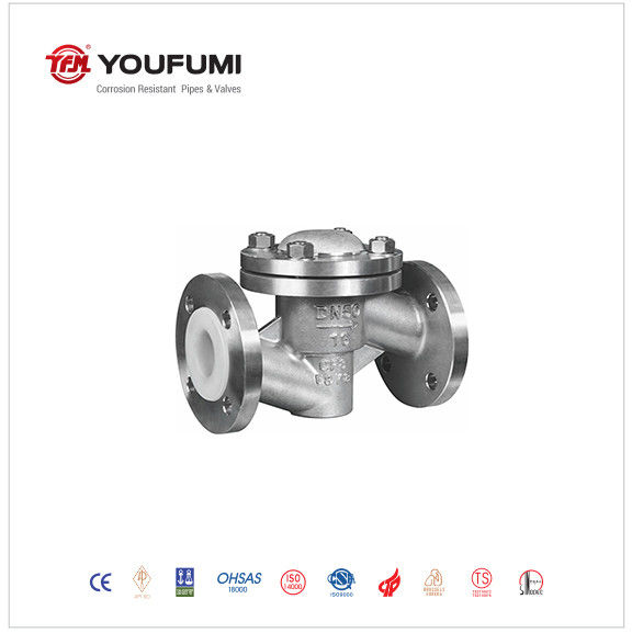 Low Pressure Silent PFA Lined Check Valve Casting Material corrosion resistant