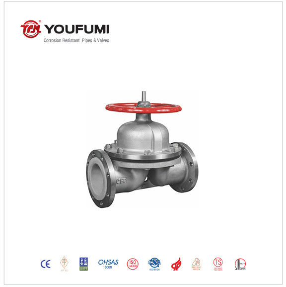 Stainless Steel PTFE Lined Diaphragm Valve Corrosion Prevention Flanged Style