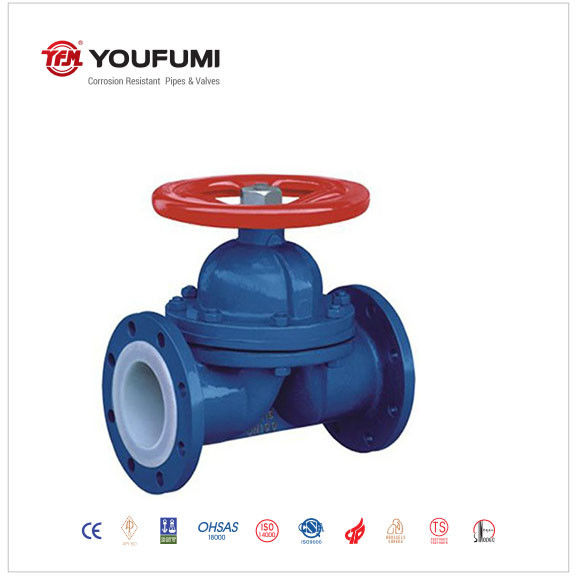 Manual DN15 PTFE Lined Diaphragm Valve For Flow Control BS Standard Food Use