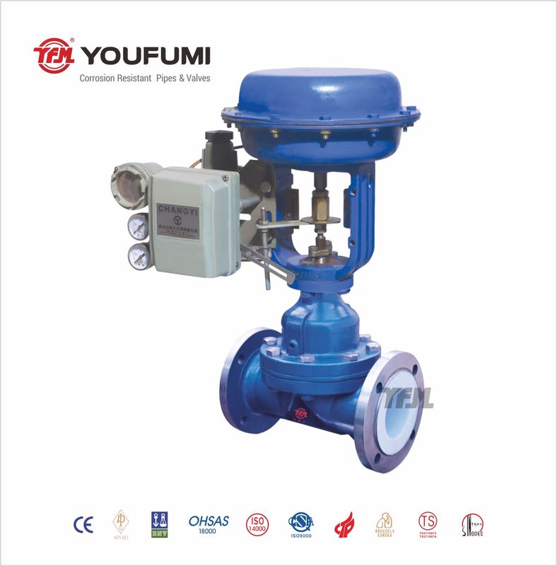 Fluoroplastic PFA Lined Control Valve Diaphragm Operated UPVC Material