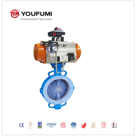 PTFE Lined Low Pressure Control Valve , Butterfly Control Valve Casting Material