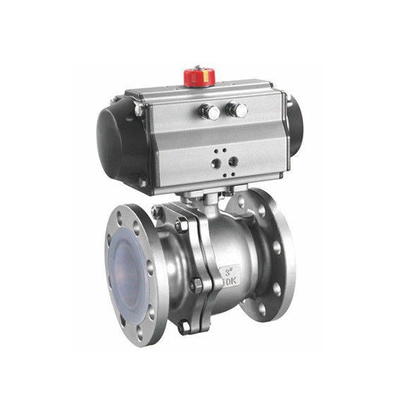PFA  Injection Lined Stainless Steel Body  Ball Valve Pneumatic Actuator