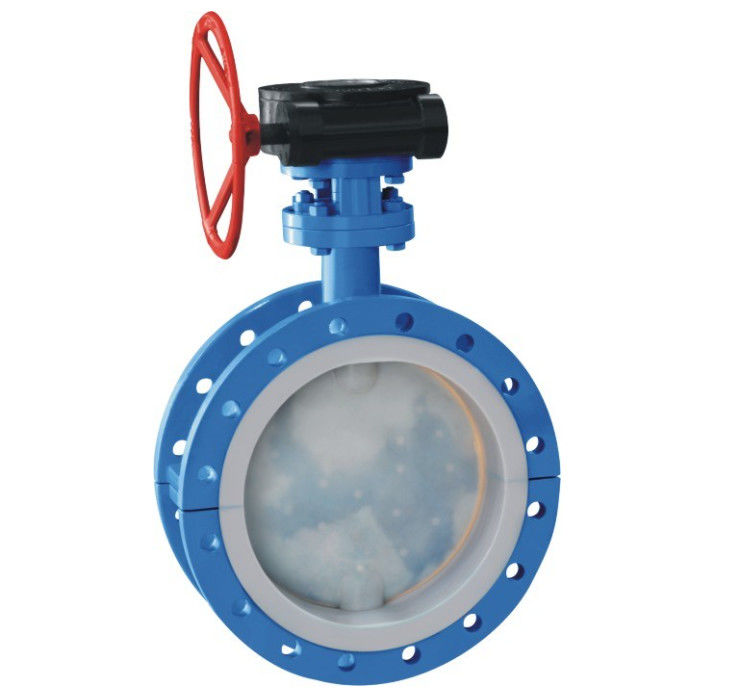 Worn gear powered PTFE Lined Butterfly Valve DN50 Water Media