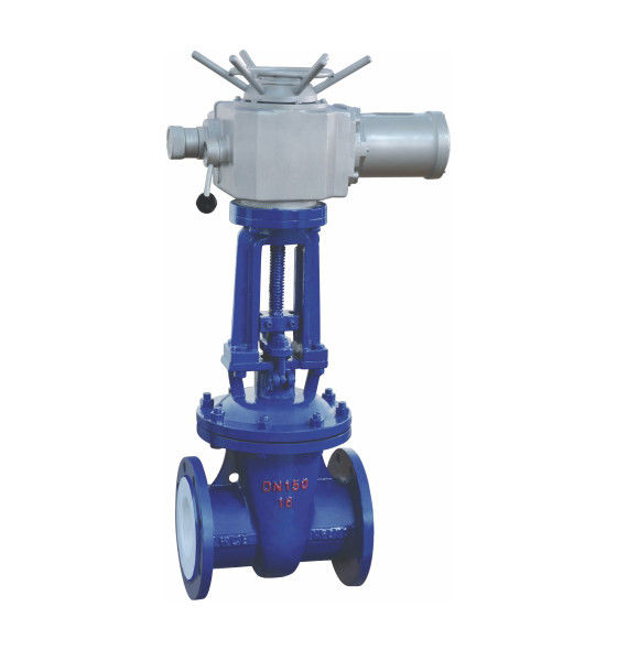 WCB PN16 PTFE Lined Gate Valve Pneumatic Actuator Operated Pharmaceutical Use