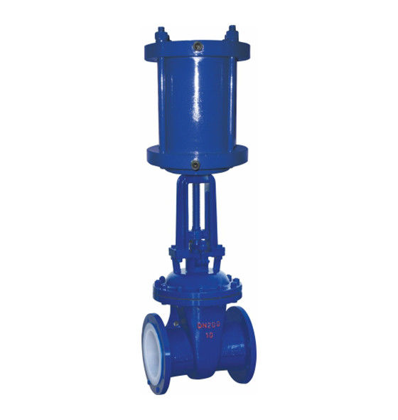ANSI Standard PTFE Lined Gate Valve With Pneumatic Actuator Casting Steel