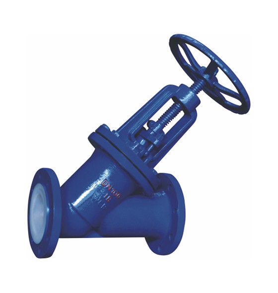Y Type PFA Lined Globe Valve PN10 Casting material Chemical Fluid Solution Use