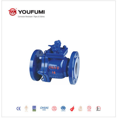 Casting PFA Lined Ball Valve Full Lined PN16 DN65 With WCB Body Material